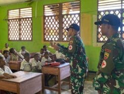 Peduli Kesehatan Anak, Satgas Yonif 125/SMB Gelar Penyuluhan Dan Bagikan Sikat Gigi