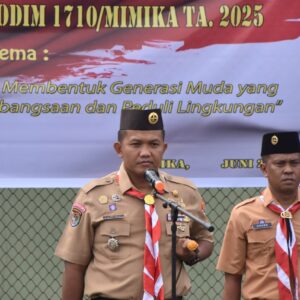 Dandim 1710/Mimika Pimpin Upacara Pembukaan Perkemahan Sabtu-Minggu (Persami) Pramuka Saka Wira Kartika