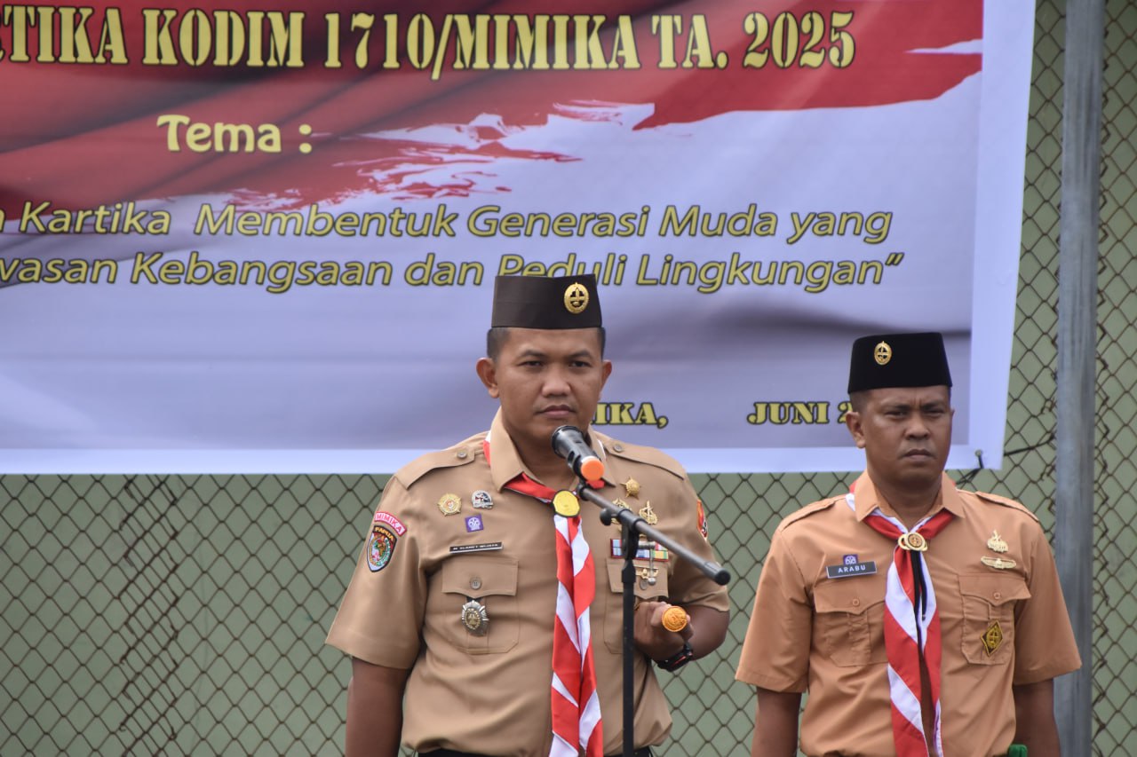 Dandim 1710/Mimika Pimpin Upacara Pembukaan Perkemahan Sabtu-Minggu (Persami) Pramuka Saka Wira Kartika