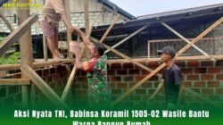 Aksi Nyata TNI, Babinsa Koramil 1505-02 Wasile Bantu Warga Bangun Rumah