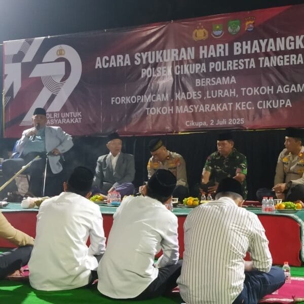 Polsek Cikupa Gelar Syukuran dan Doa Bersama Forkopimcam dan Tokoh Masyarakat di Momen HUT Bhayangkara ke-79