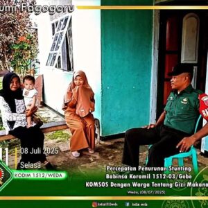 Percepatan Penurunan Stunting Babinsa Koramil 1512-03/Gebe KOMSOS Dengan Warga Tentang Gizi Makanan