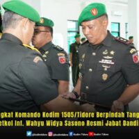 Tongkat Komando Kodim 1505/Tidore Berpindah Tangan, Letkol Inf. Wahyu Widya Sasono Resmi Jabat Dandim