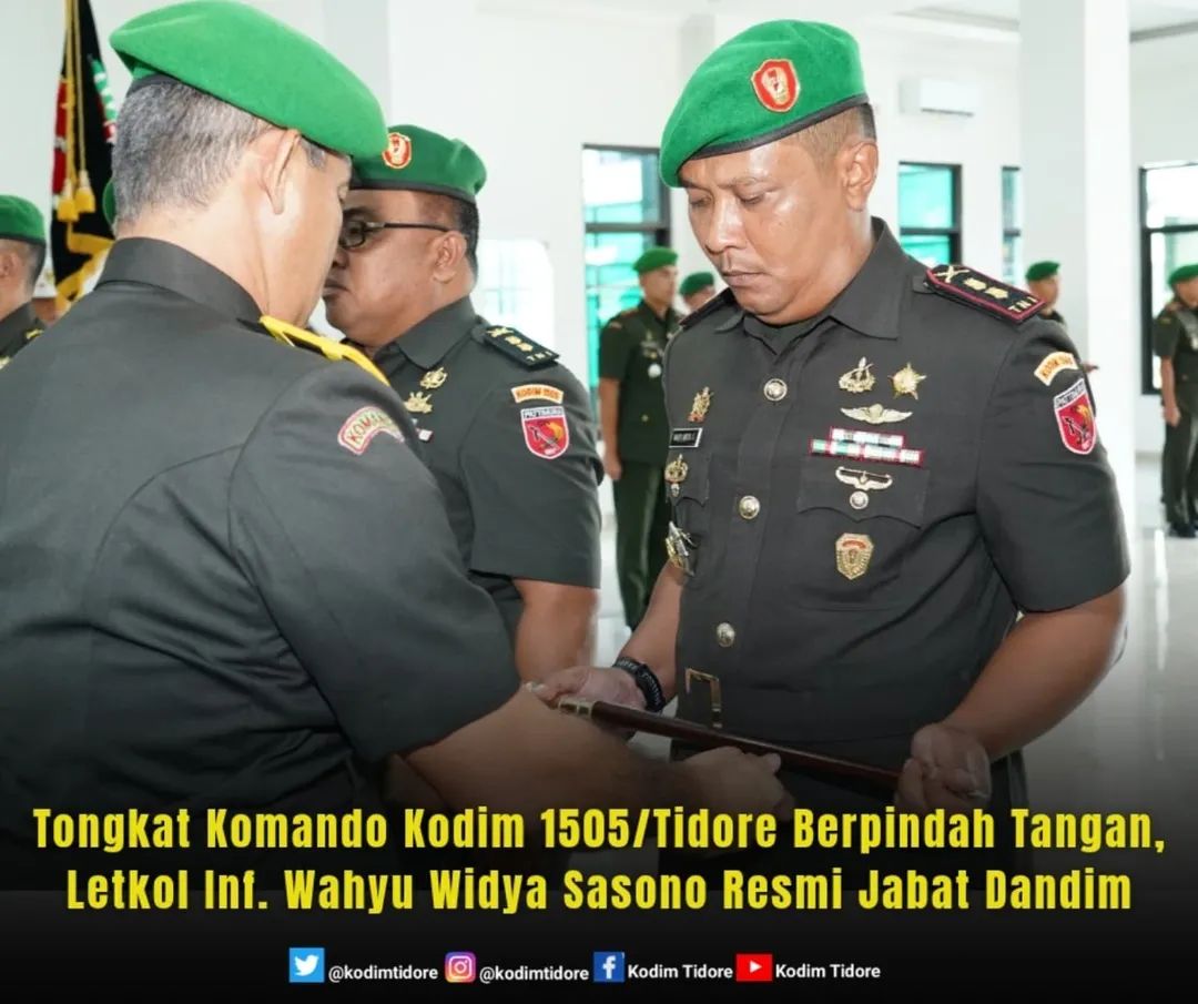 Tongkat Komando Kodim 1505/Tidore Berpindah Tangan, Letkol Inf. Wahyu Widya Sasono Resmi Jabat Dandim