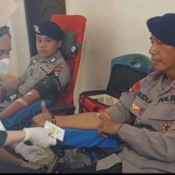 Sambut HUT ke-80 RI, TP-PKK PBD Gotong Royong Bersama TNI-POLRI Gelar Donor Darah