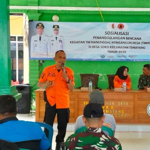 TMMD 125 Bojonegoro, TNI dan BPBD Sosialisasi Mitigasi Bencana