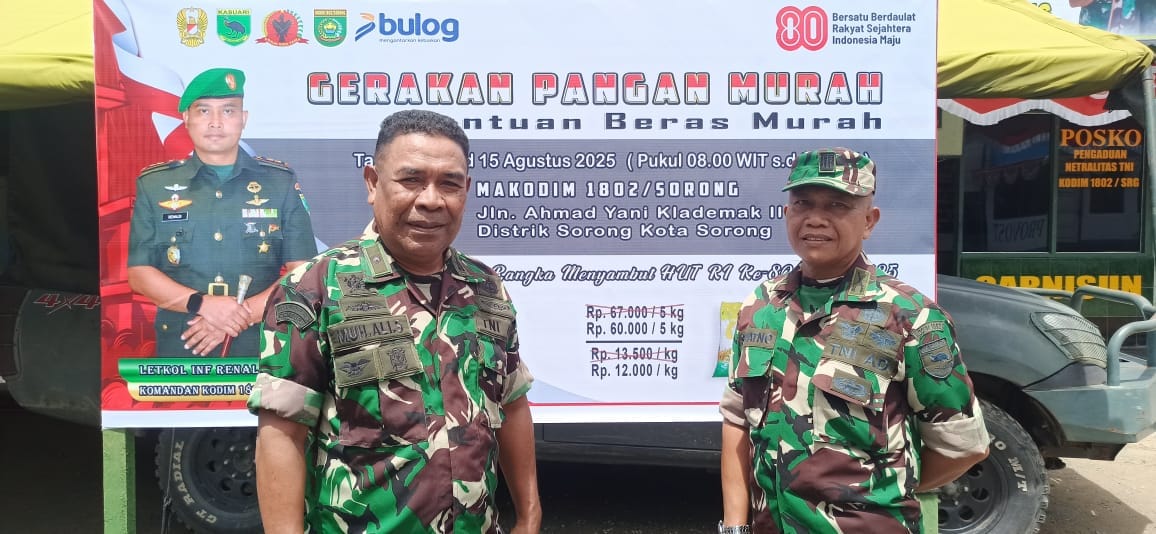Kodim 1802 Sorong Gelar Pangan Murah, Warga Serbu Beras Berkualitas