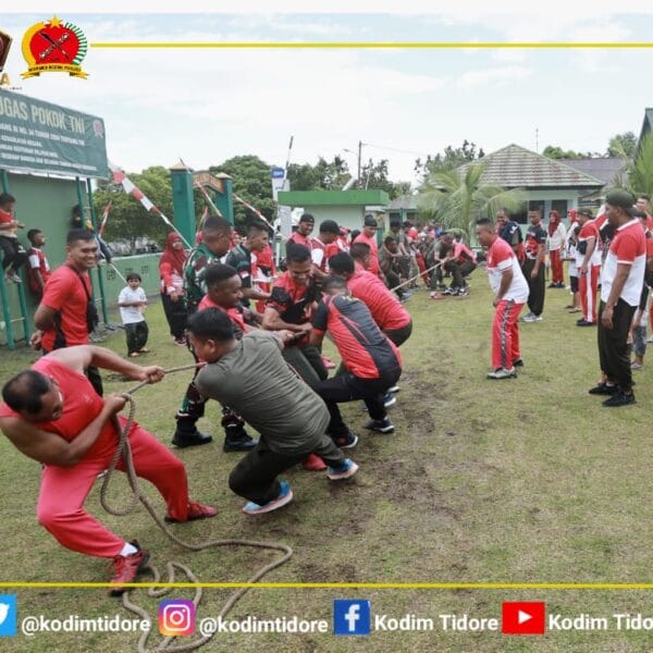 Penuh Tawa dan Kekompakan, Kodim 1505/Tidore Meriahkan HUT RI ke-80 dengan Lomba Tradisional