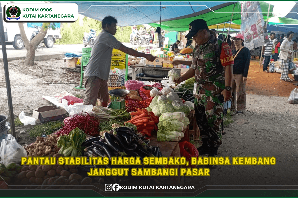 Pantau Stabilitas Harga Sembako, Babinsa Kembang Janggut Sambangi Pasar