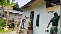 Personel TMMD Ke-127 Kodim 1514/Morotai Laksanakan Pengecatan RTLH di Desa Mandiri