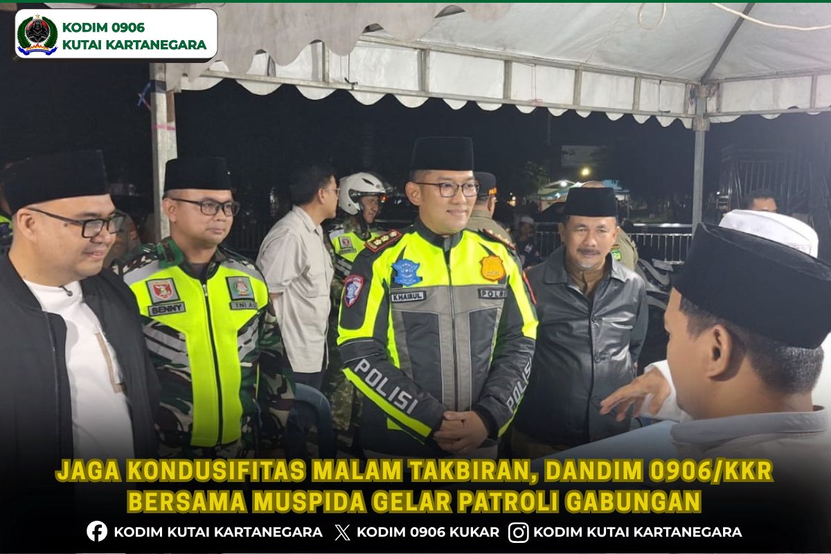 Jaga Kondusifitas Malam Takbiran, Dandim 0906/Kkr Bersama Muspida Gelar Patroli Gabungan