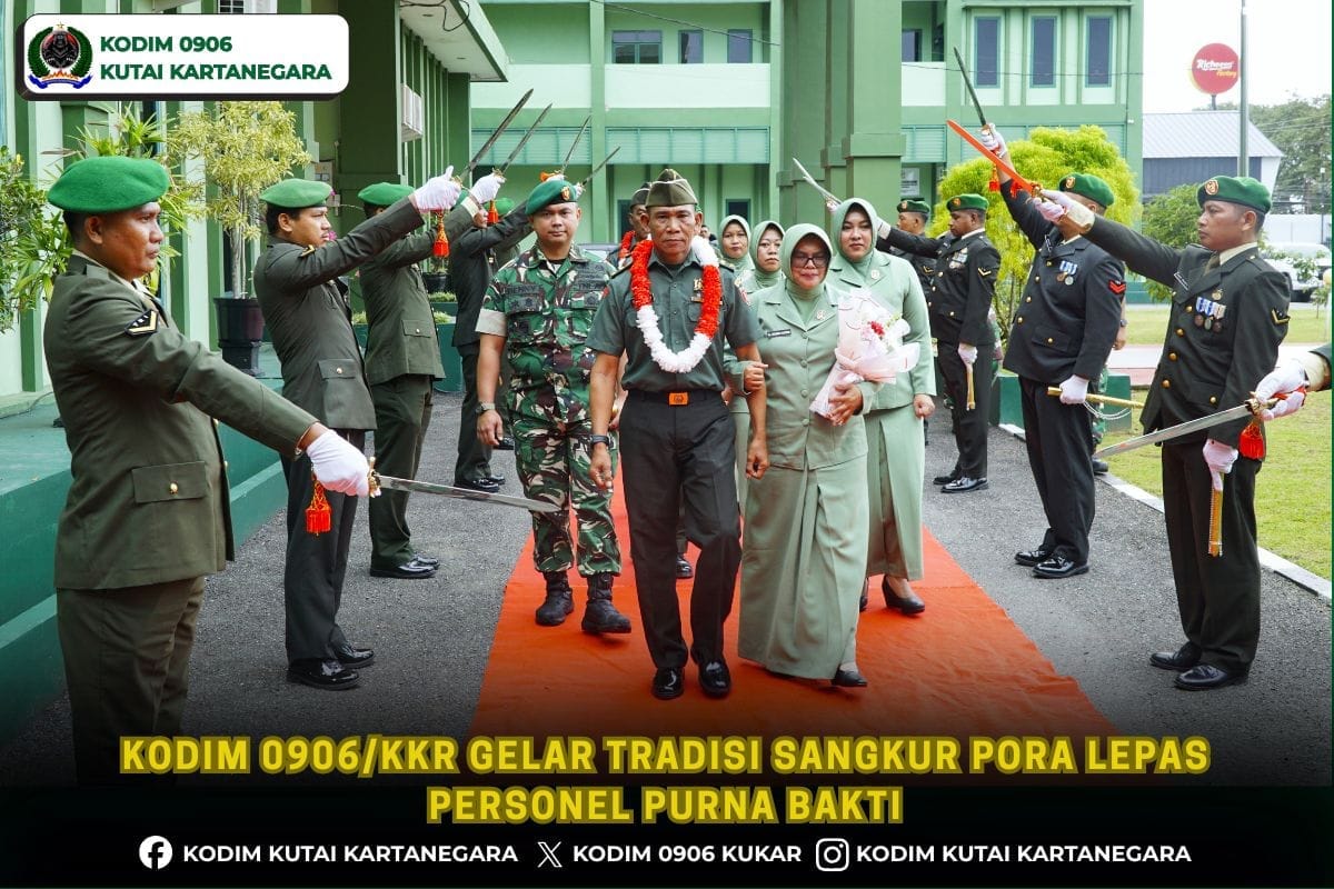Kodim 0906/Kkr Gelar Tradisi Sangkur Pora Lepas Personel Purna Bakti