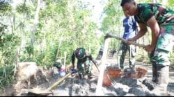 TMMD ke 128 Terus Kebut Pembangunan Tanggul Penahan Tanah (TPT) di Desa Brabe Antisipasi Longsor dan Abrasi Jalan