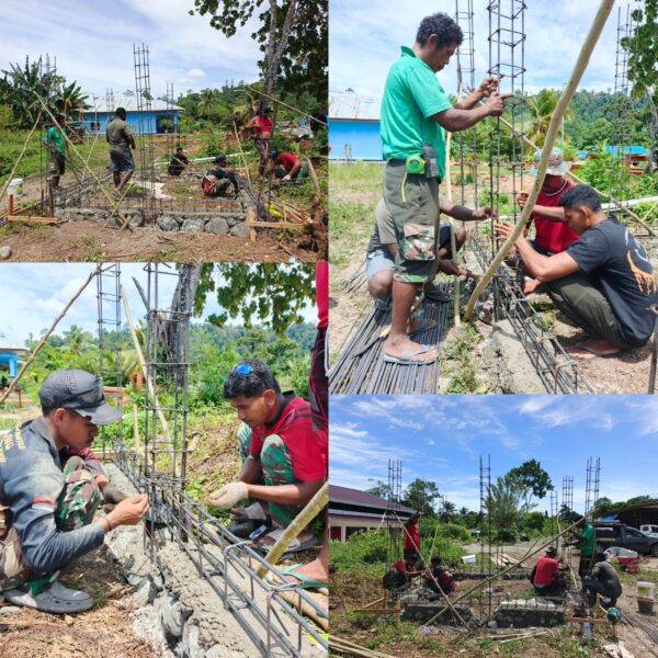 Melalui TMMD Ke-128 Kodim 1801/Manokwari Sudah Terpasang Rangka Besi Bak Penampung Air Bersih Tmmd