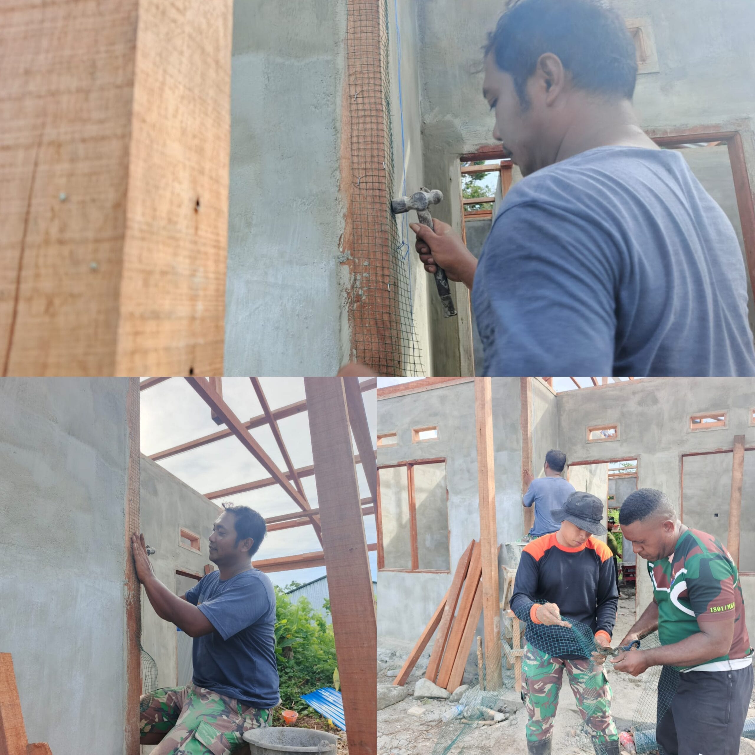 Pembangunan RTLH TMMD Ke-128 Kodim 1801/Manokwari Masuk Tahap Pemasangan Pilar Pembangunan RTLH TMMD Ke-128 Kodim 1801/Manokwari Masuk Tahap Pemasangan Pilar