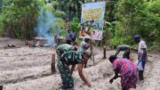 Manfaatkan Lahan Tidur, Satgas TMMD Ke-128 Kodim 1710/Mimika Tanam Jagung Bersama Warga