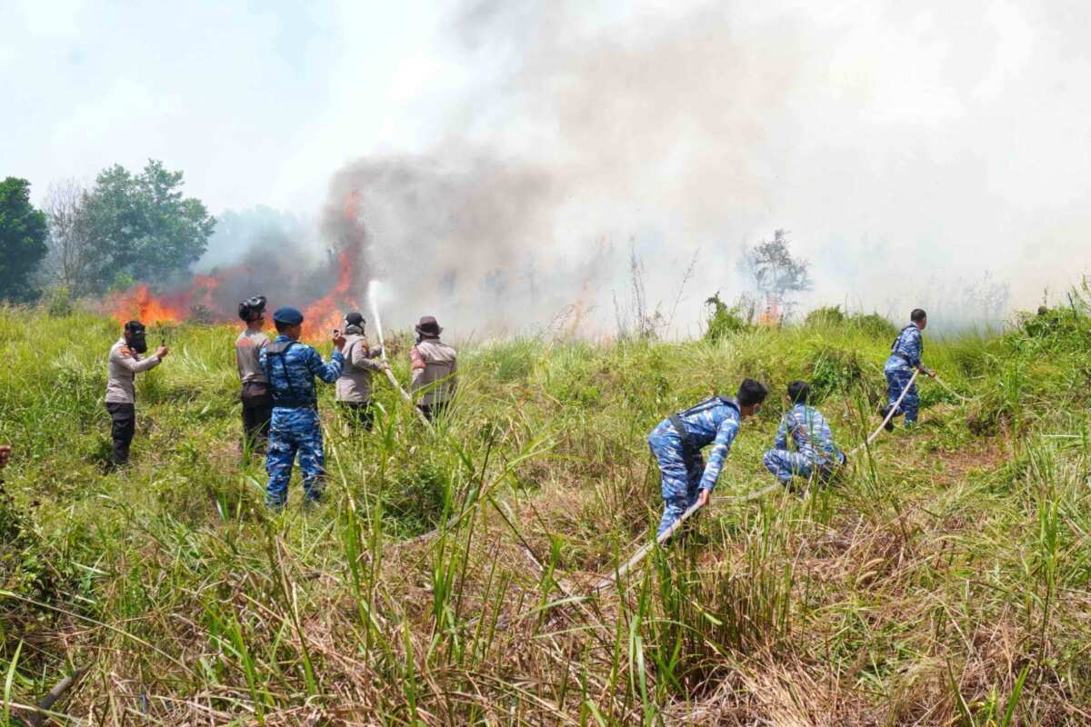 Komandan Lanud Sjamsudin Noor Dampingi Pangkodau II Tinjau Langsung Penanggulangan Karhutla di Kalimantan Selatan