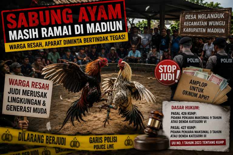 Arena Sabung Ayam Wungu Madiun Diduga Tak Tersentuh, Isu “Amplop” Mulai Bergulir