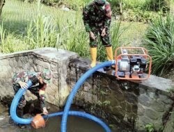 Jaga Ketahanan Pangan, Babinsa Kedawung Turun Ke Sawah Bantu Petani Sedot Air
