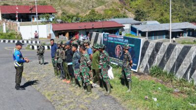 HUT TNI Ke-81 Tahun  2026, Kodim 1714/Puncak Jaya : TNI Peduli Sampah Bersama Masyarakat