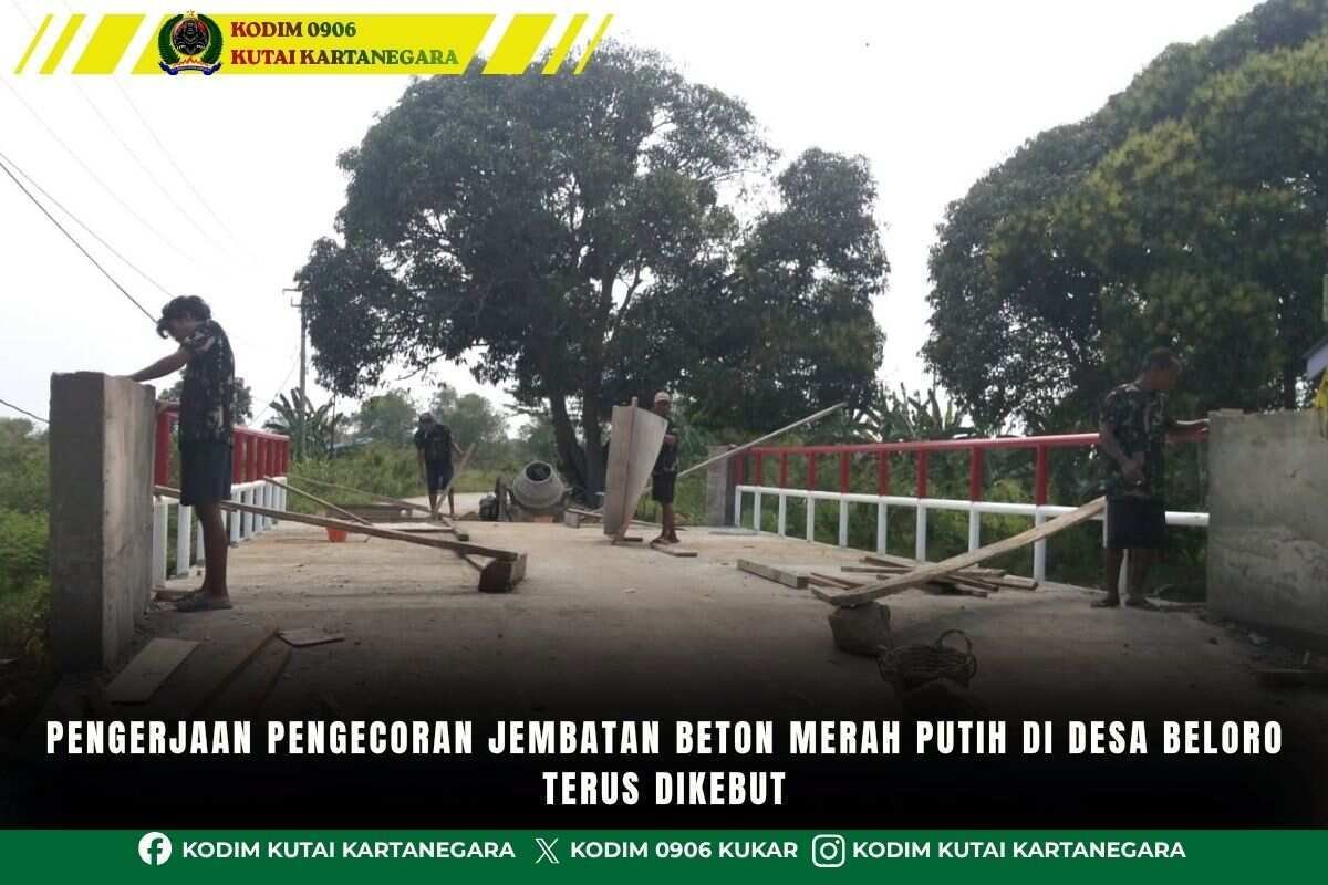 Pengerjaan Pengecoran Jembatan Beton Merah Putih Di Desa Beloro Terus Dikebut Pengerjaan Pengecoran Jembatan Beton Merah Putih Di Desa Beloro Terus Dikebut