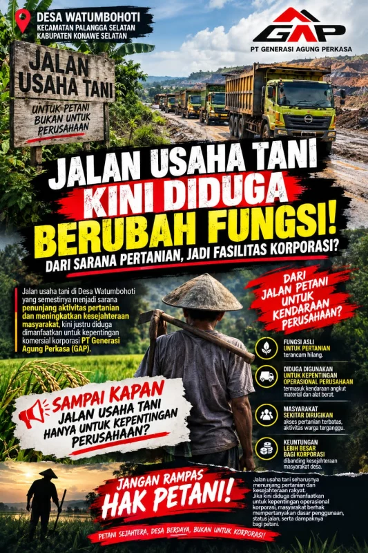 Jalan untuk Kepentingan Petani Disorot, Dugaan Jalur Operasional PT GAP Jadi Perbincangan