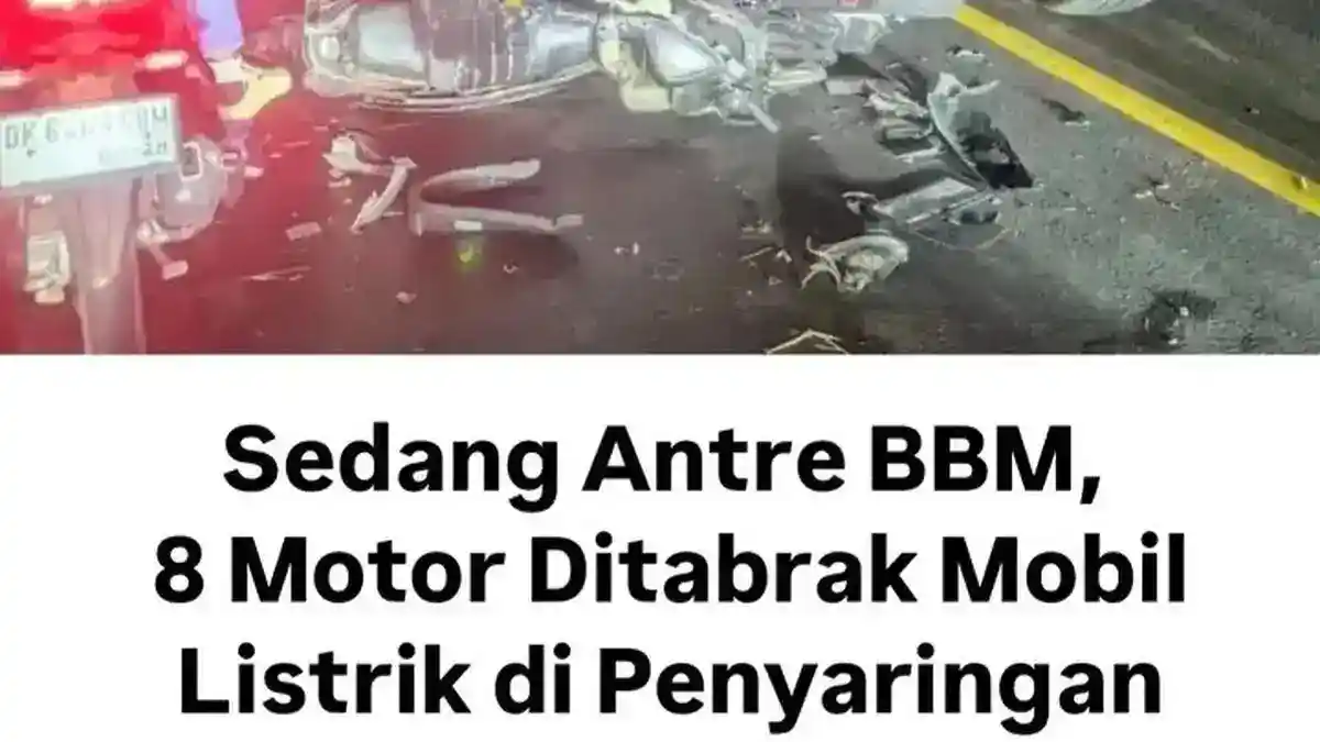 Delapan Motor Rusak Ditabrak Mobil Listrik di Antrean BBM Jembrana