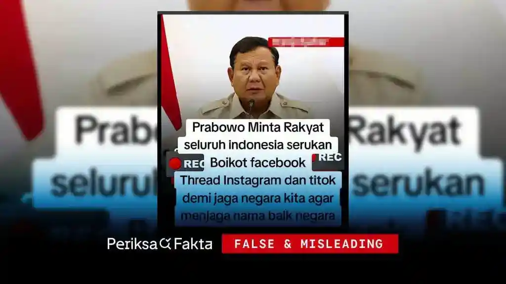 Klaim Prabowo Minta Warga Boikot Media Sosial Terbukti Menyesatkan