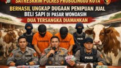 Satreskrim Polres Probolinggo Kota Berhasil Ungkap Dugaan Penipuan Jual Beli Sapi di Pasar Wonoasih, Dua Tersangka Diamankan
